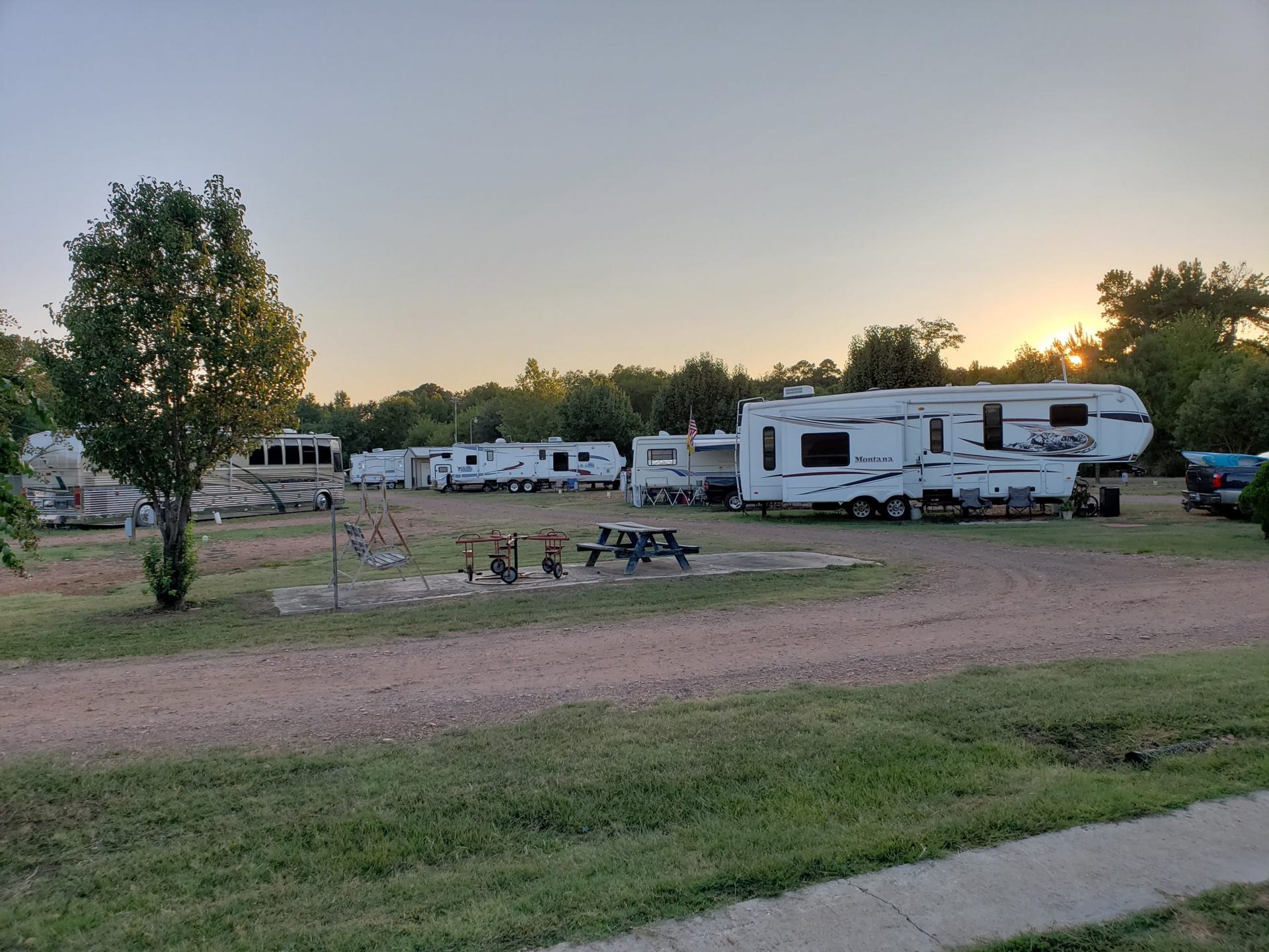 RV sites at sunset