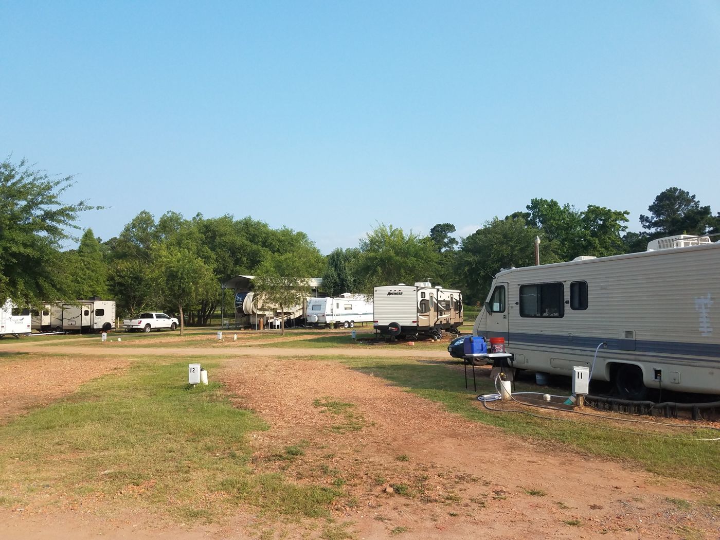 Open RV sites on a spring morning